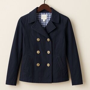 J.Crew Women Light Peacoat Cotton Blend Jacket Sz 4‎ Preppy Academia Minimalist